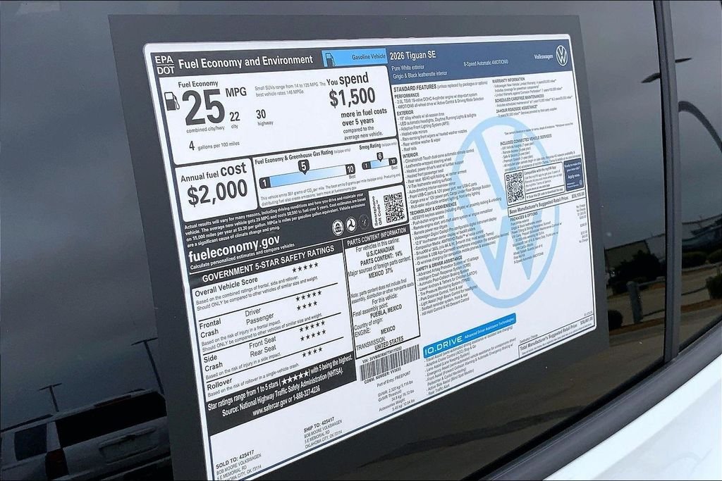 New 2026 Pure White Volkswagen 2.0T SE image 14