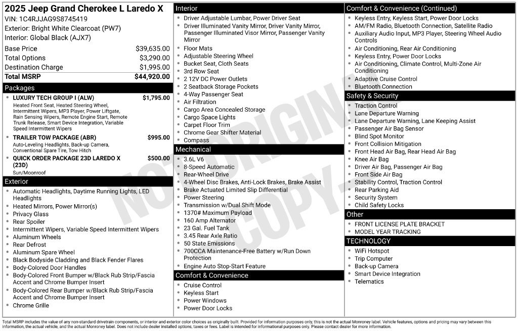 New 2025 Bright White Clear-Coat Exterior Paint Jeep Laredo image 22