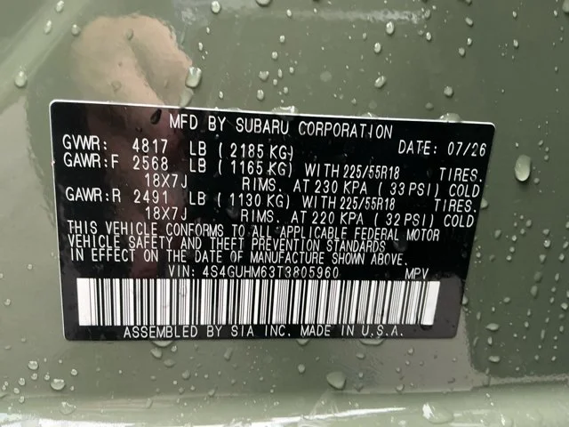 New 2026 ALPINE GREEN Subaru Limited image 16