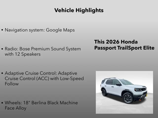 New 2026 Platinum White Pearl Honda TrailSport Elite image 5