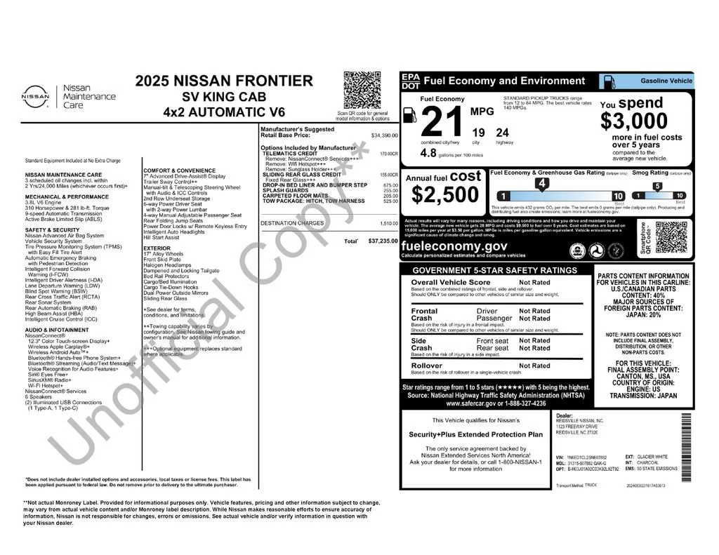 Used 2025 Glacier White Nissan SV image 5