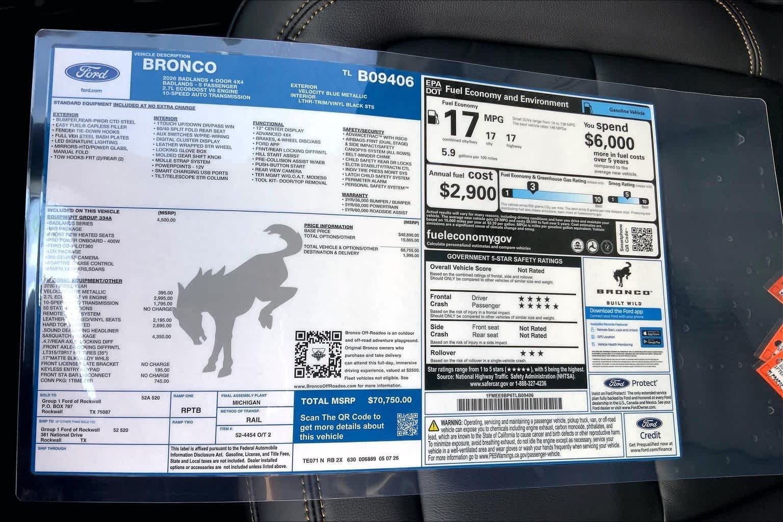 New 2026 Velocity Blue Metallic Ford Badlands® image 19