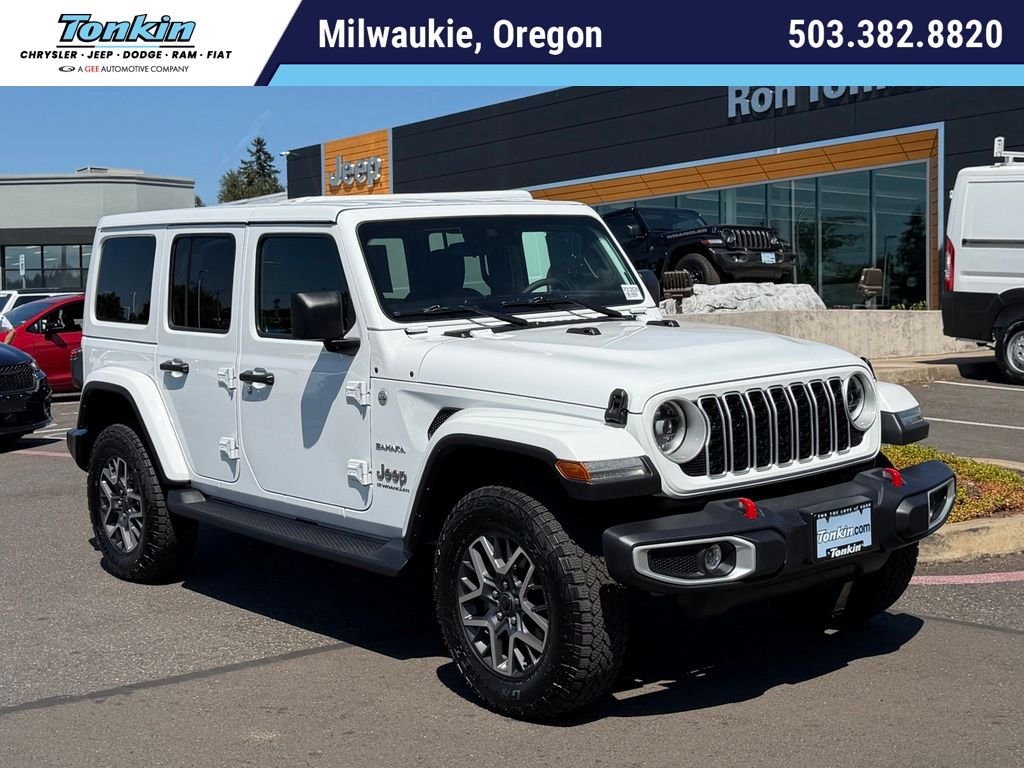 Used 2024 Bright White Clearcoat Jeep Sahara image 1