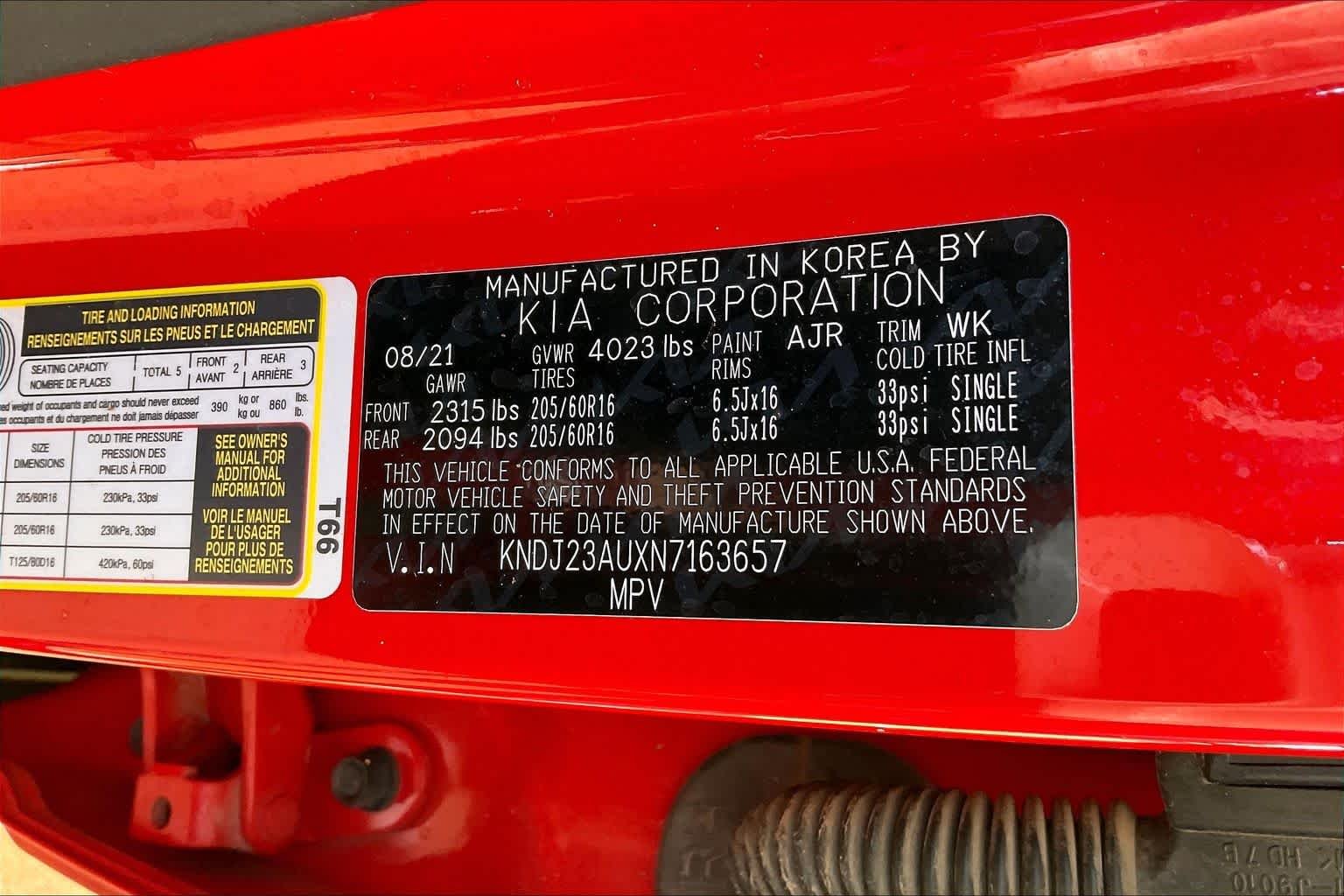 Used 2022 Inferno Red Kia LX image 33