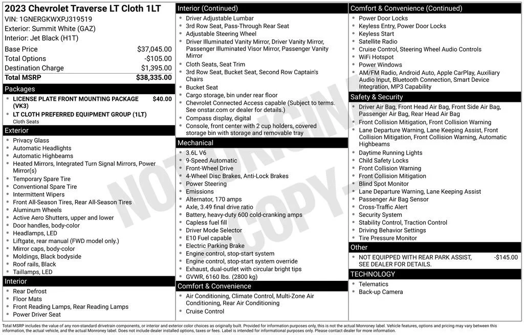 Used 2023 Summit White Chevrolet LT Cloth image 8