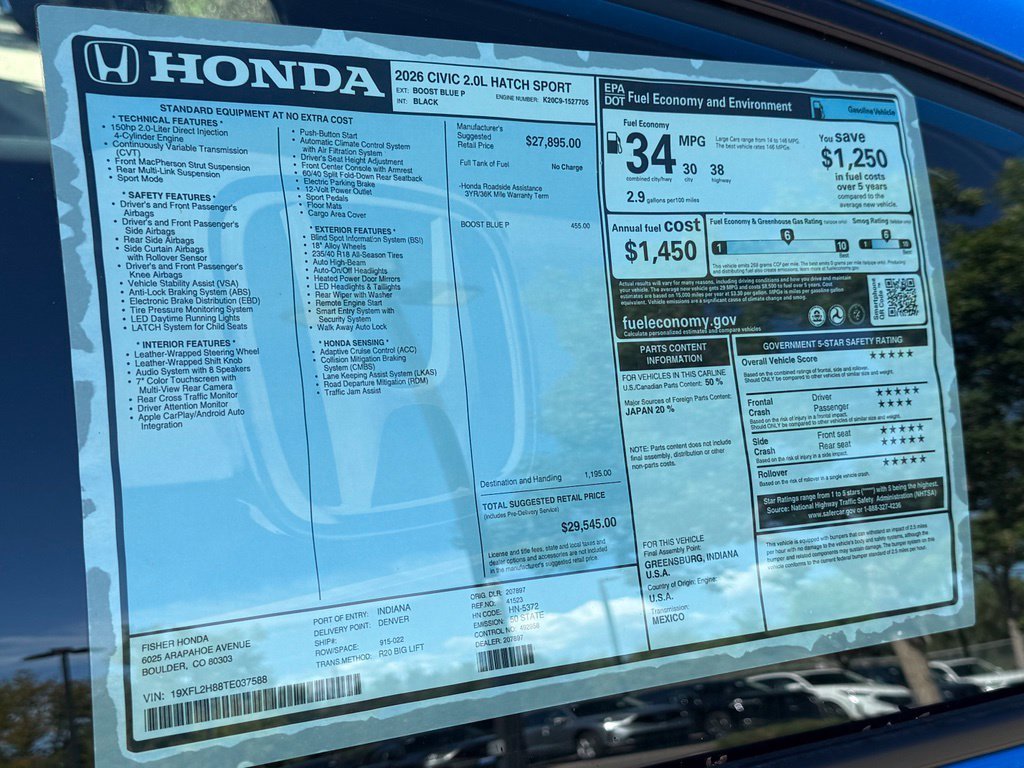 New 2026 Boost Blue Pearl Honda Sport image 23