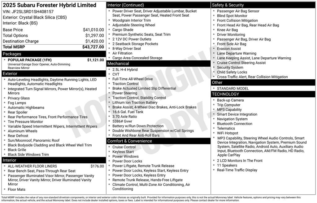 Used 2025 Crystal Black Silica Subaru Limited image 12
