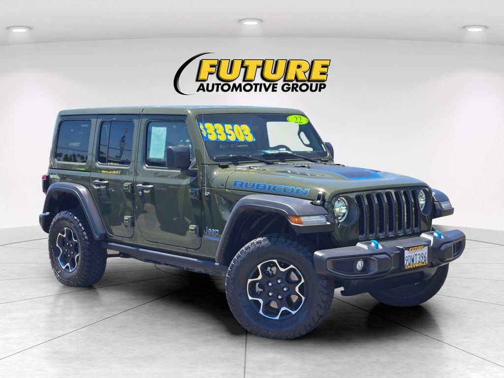 Used 2022 Green Jeep Unlimited Rubicon 4xe image 1