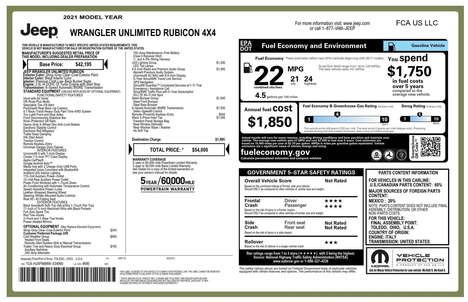 Used 2021 Sting-Gray Clearcoat Jeep Unlimited Rubicon image 15