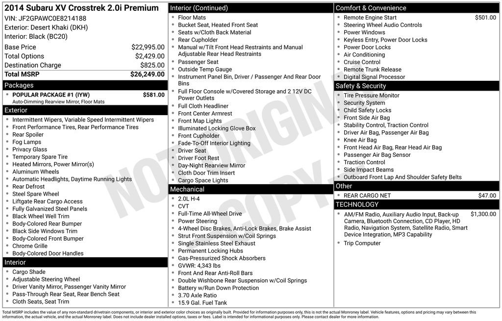 2014 Subaru XV Crosstrek Premium