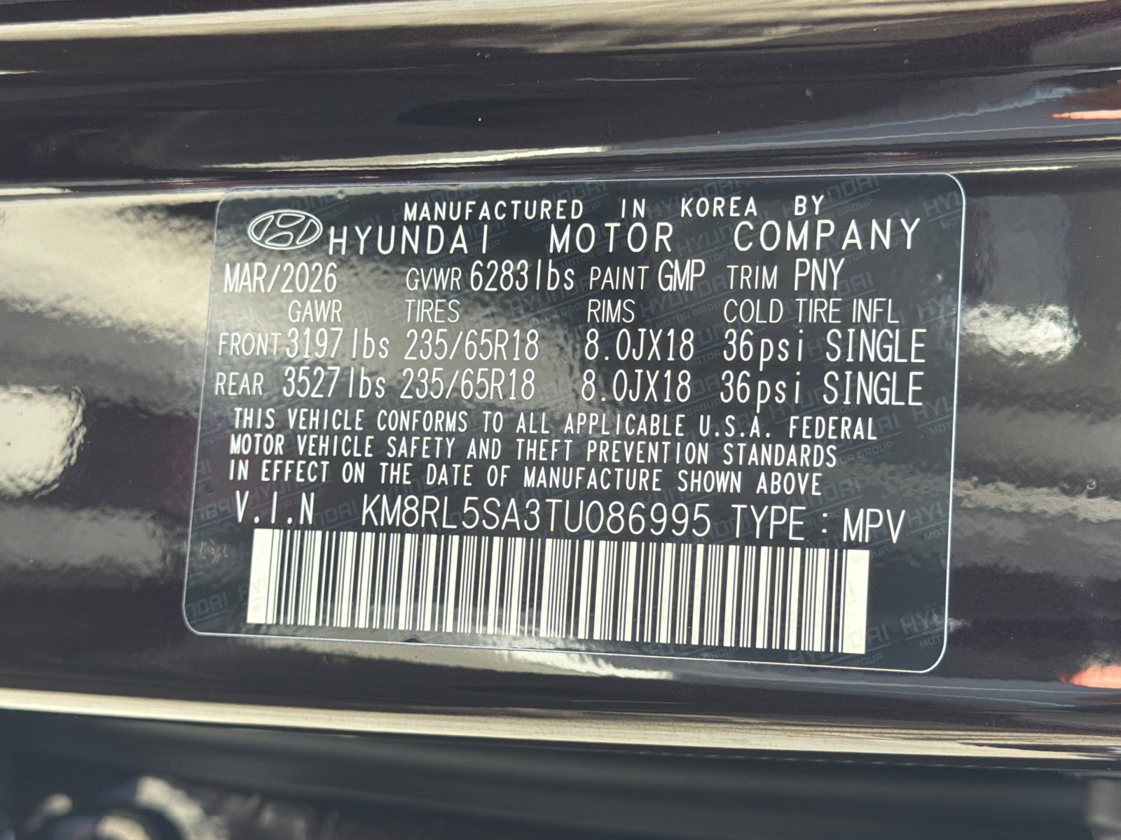 New 2026 Galaxy Maroon Pearl Hyundai Blue SEL 8P image 28