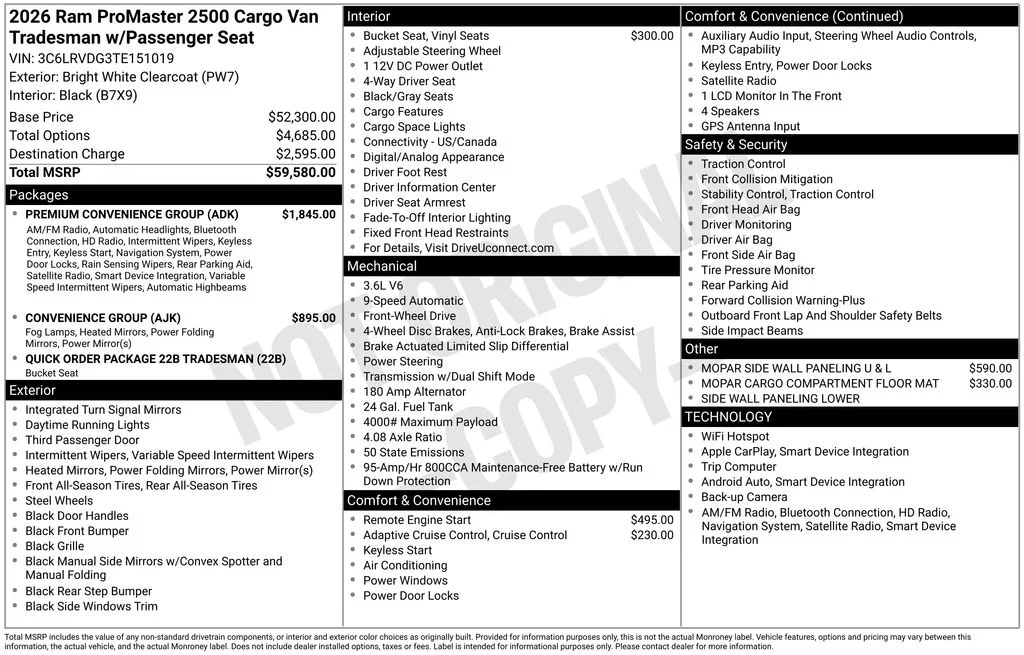 New 2026 Bright White Clear-Coat Exterior Paint RAM High Roof image 5
