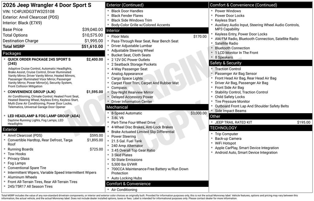 New 2026 Anvil Clear-Coat Exterior Paint Jeep Sport S image 24