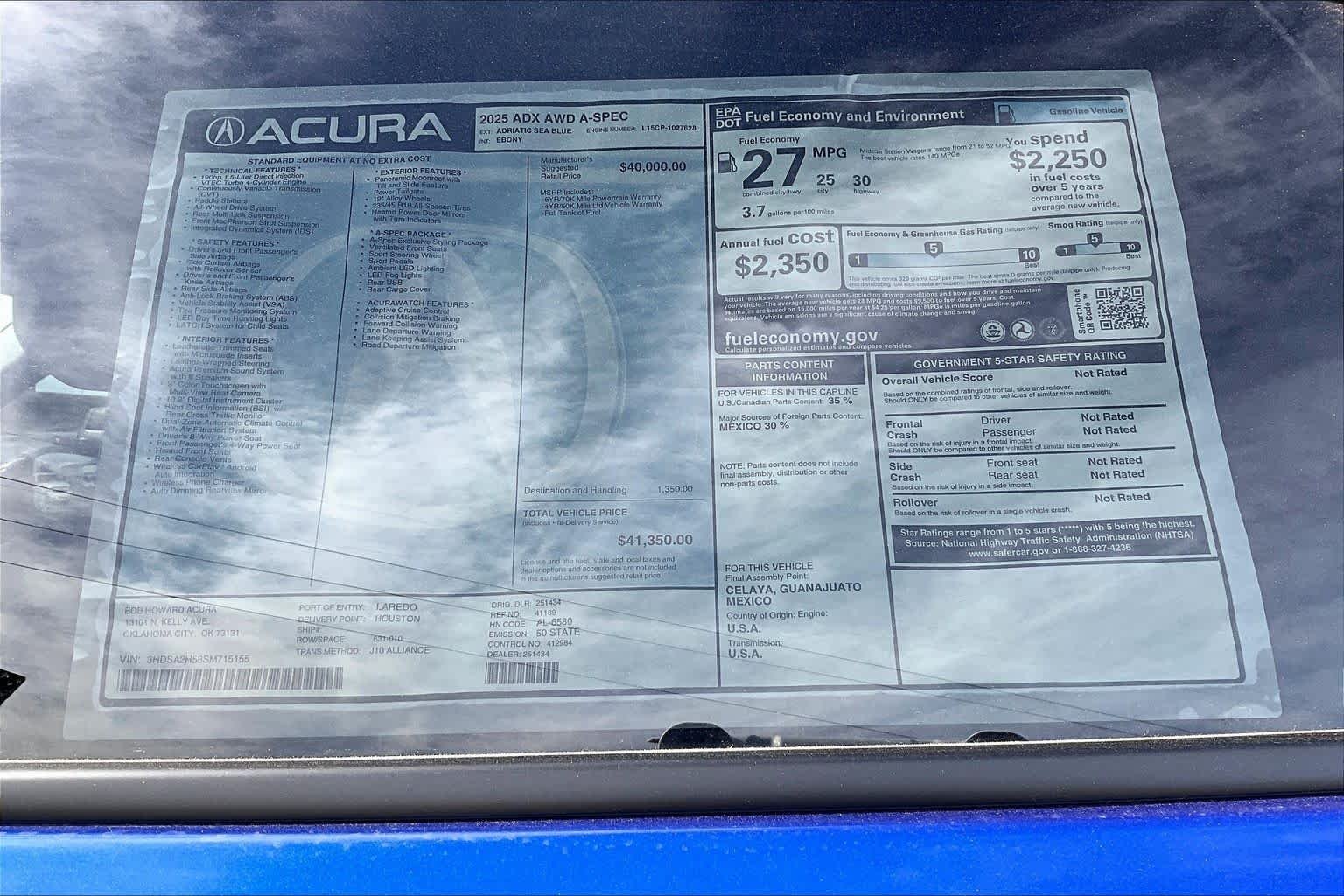 Certified Used 2025 Adriatic Sea Blue Acura w/A-Spec Package image 17