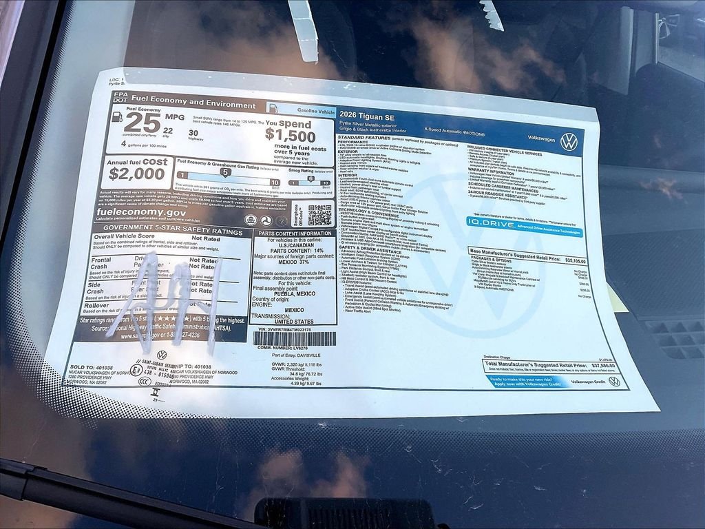 New 2026 Silver Volkswagen 2.0T SE image 18
