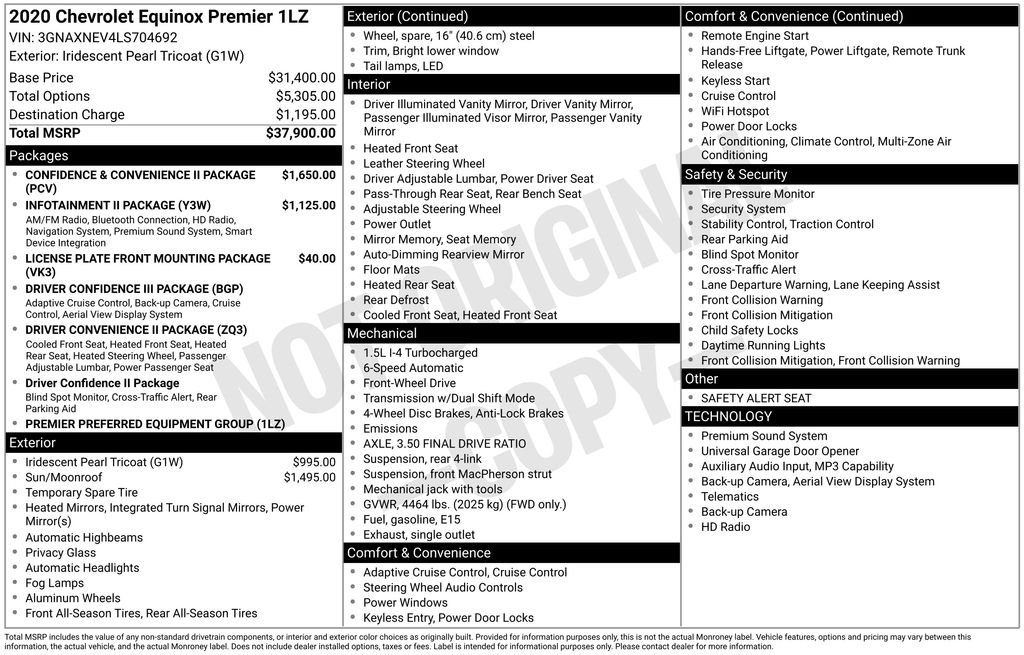 Used 2020 Beige Chevrolet Premier image 2
