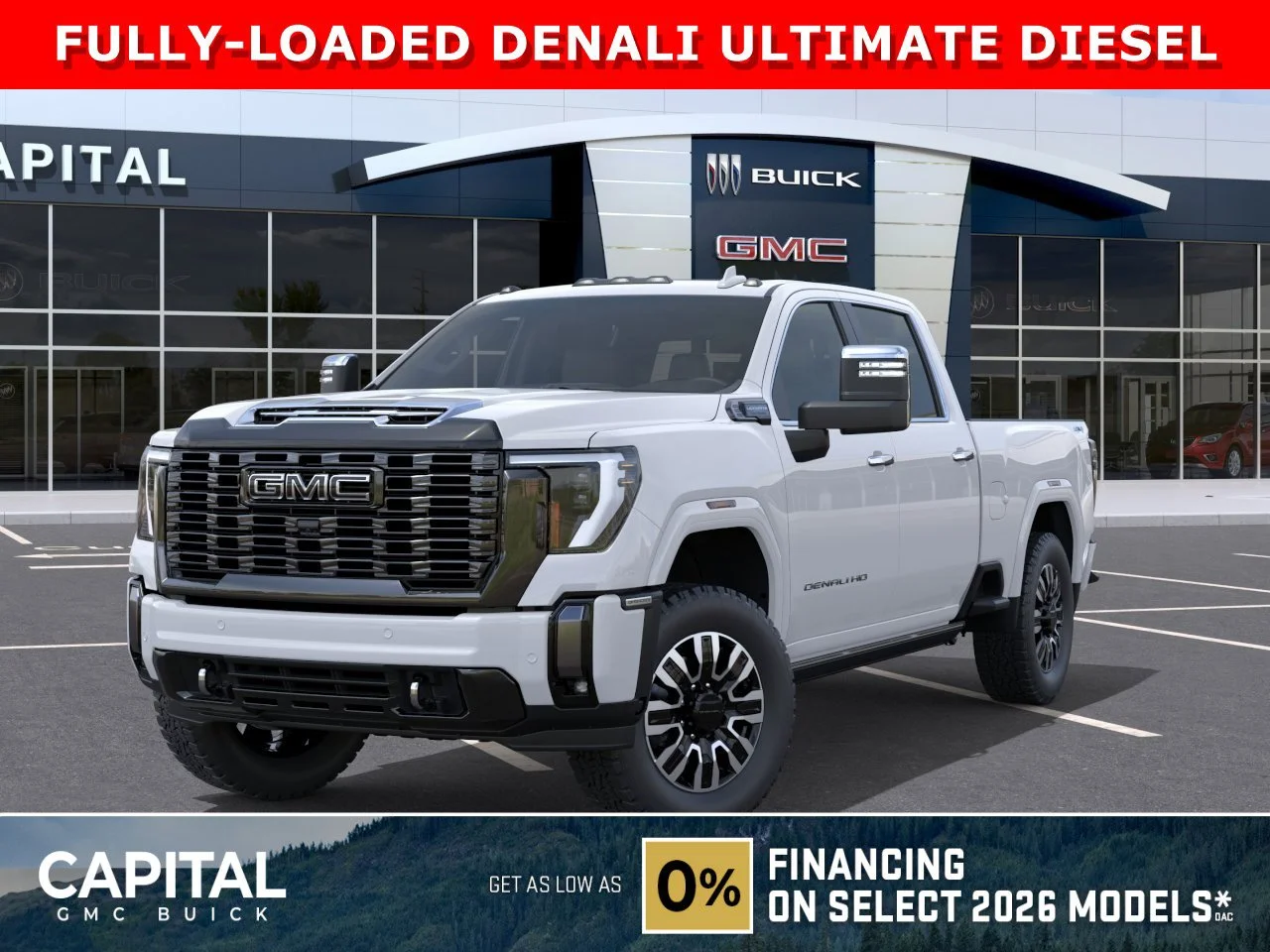 New 2026 GLACIER WHITE TRICOAT GMC Denali Ultimate image 1
