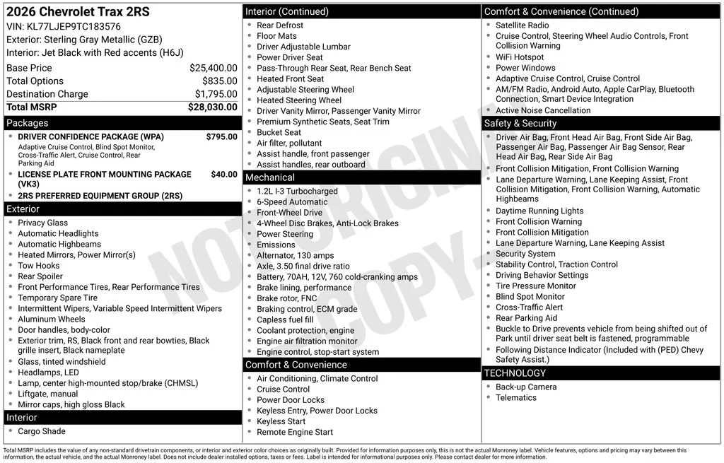New 2026 Sterling Gray Metallic Chevrolet 2RS image 28