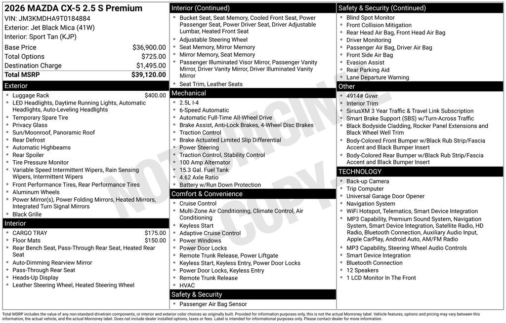New 2026 Jet Black Mazda 2.5 S Premium image 3