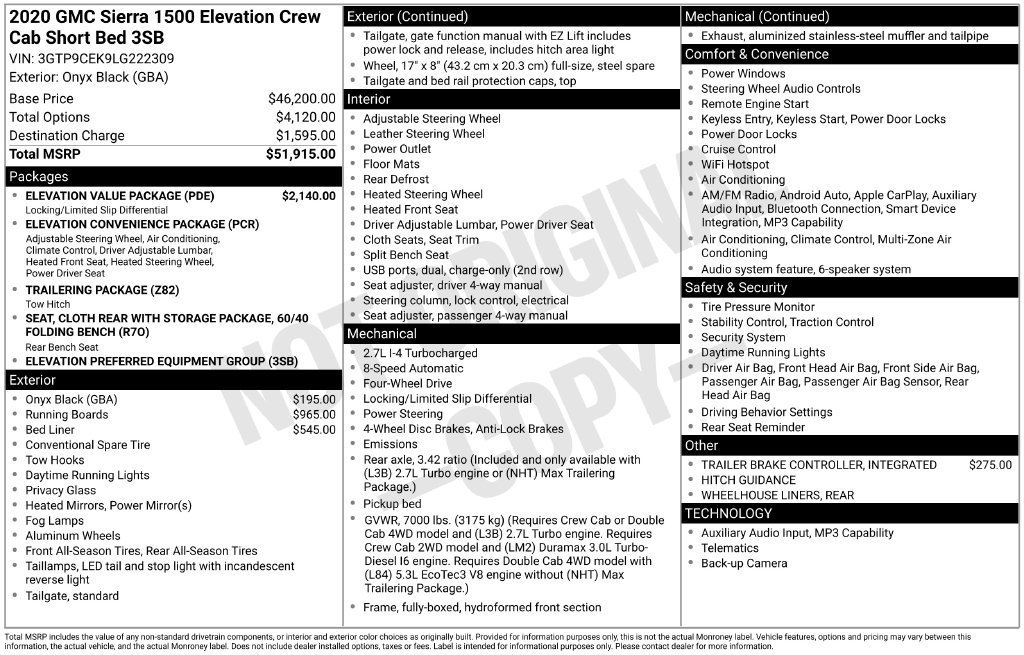 Used 2020 ONYX BLACK GMC Elevation image 6