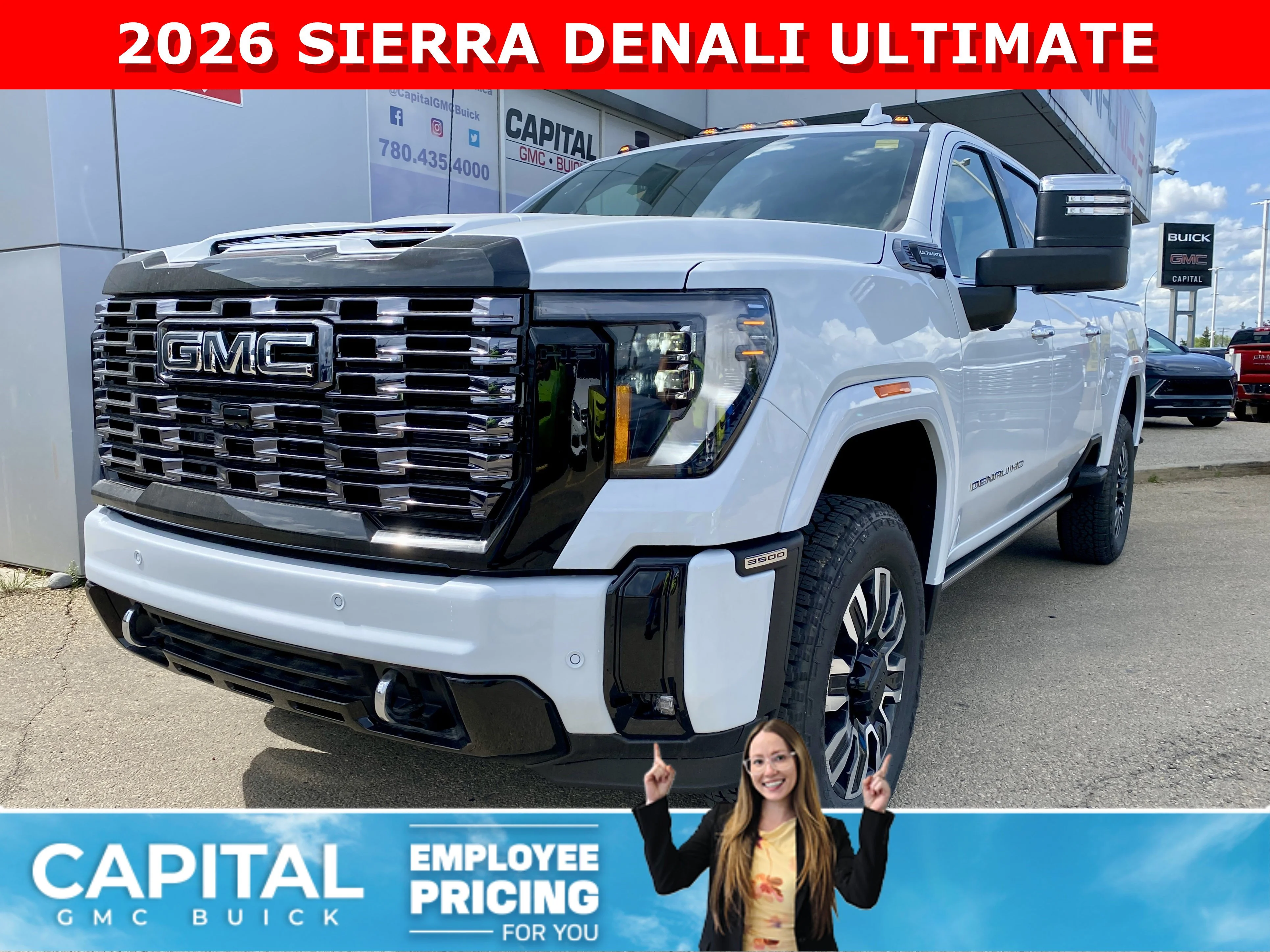 New 2026 GLACIER WHITE TRICOAT GMC Denali Ultimate image 1