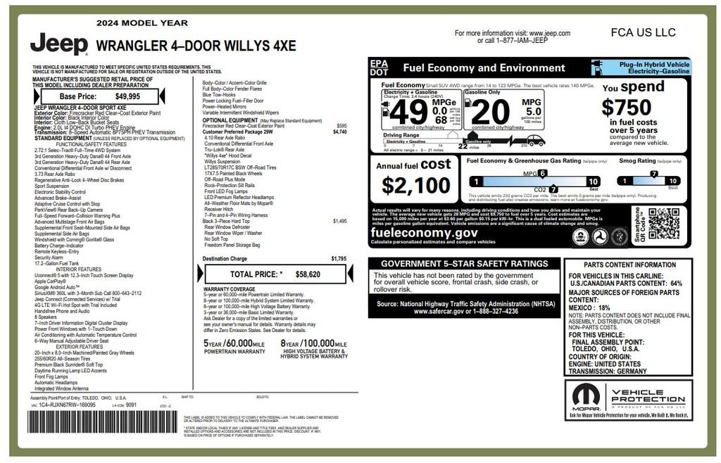 Certified Used 2024 Red Jeep Willys 4xe image 3