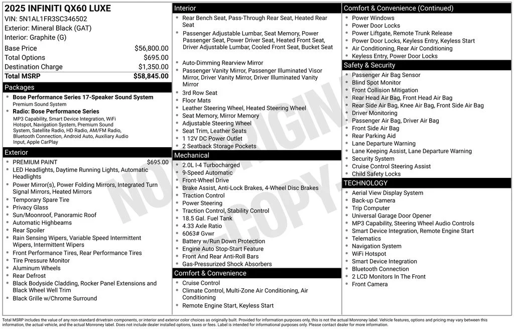 Certified Used 2025 Mineral Black INFINITI LUXE image 58