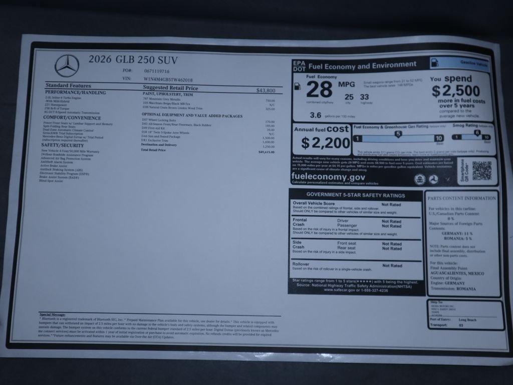 Certified Used 2026 Mountain Grey Metallic Mercedes-Benz GLB 250 image 9