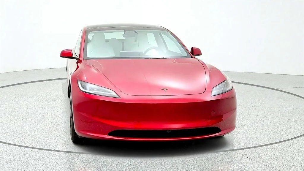 Used 2026 Ultra Red Tesla Long Range RWD w/ White & Black Premium Interior image 2