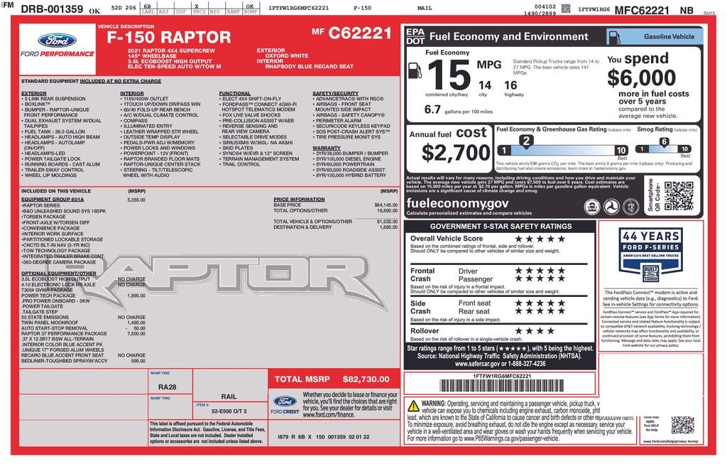 Used 2021 White Ford Raptor image 7