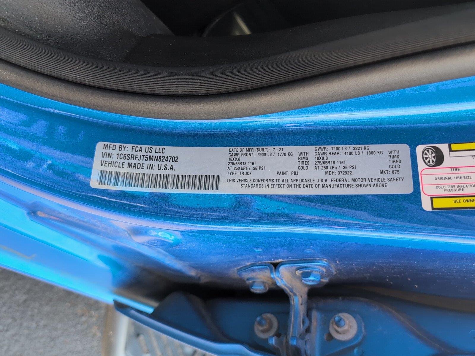 Used 2021 Hydro Blue Pearlcoat Ram Laramie image 12