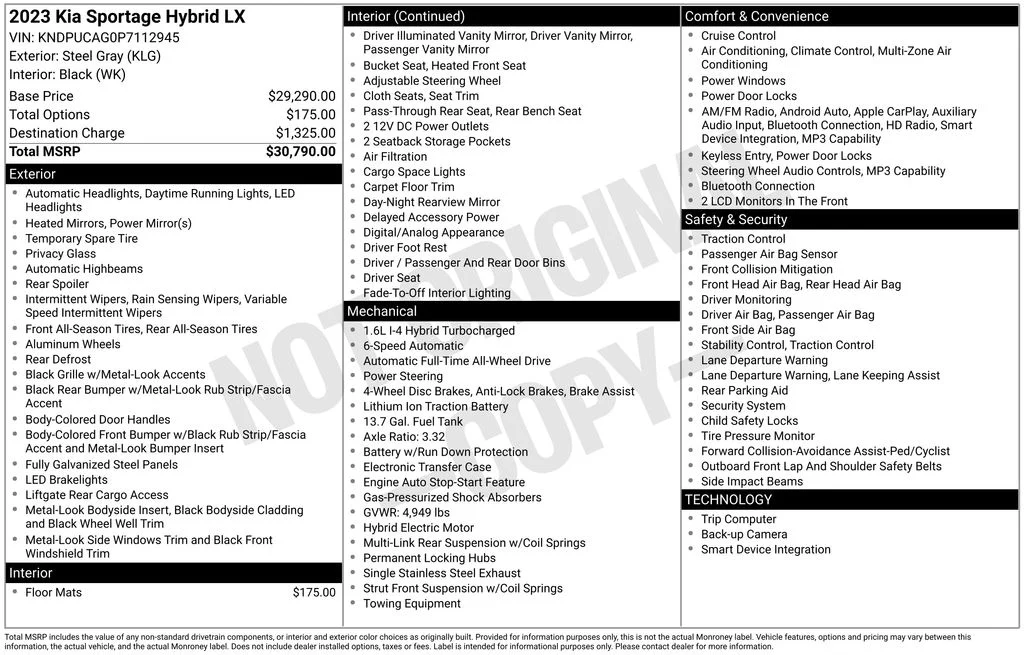 Used 2023 Gray Kia LX image 2