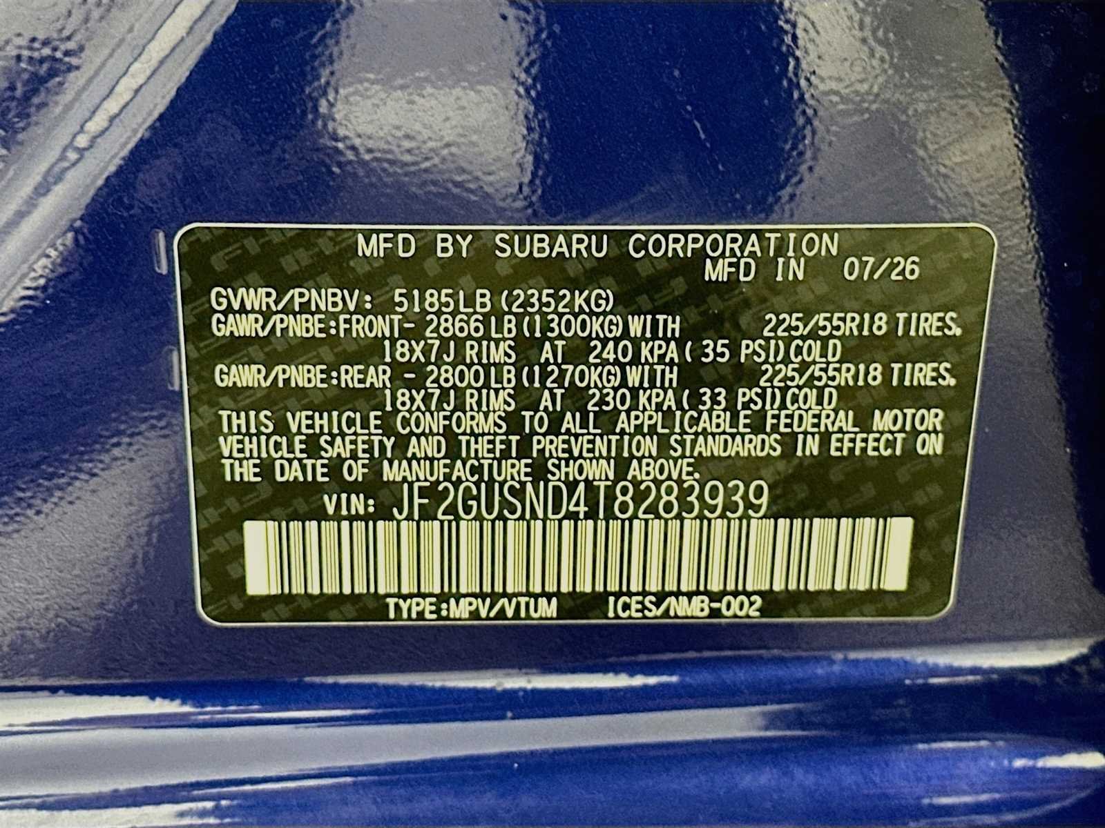 New 2026 SAPPHIRE BLUE PEARL Subaru Limited Hybrid image 30