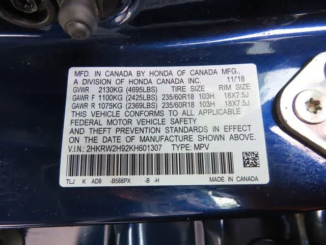 Certified Used 2019 Obsidian Blue Pearl Honda Touring image 29