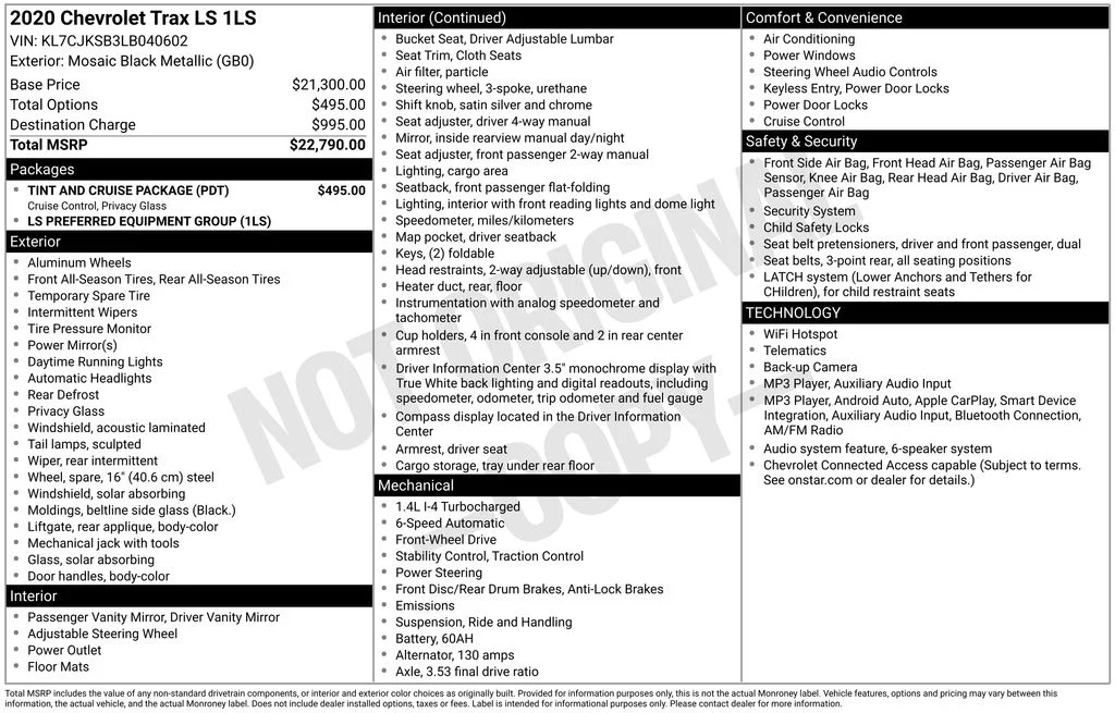 Used 2020 Black Chevrolet LS image 5