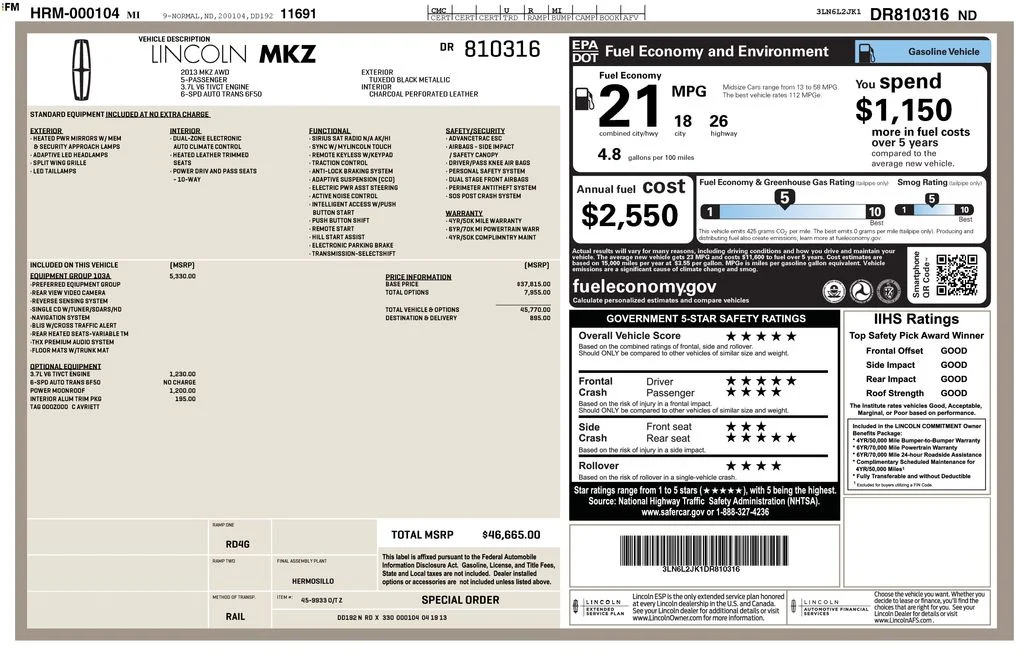 Used 2013 Lincoln MKZ Base with VIN 3LN6L2JK1DR810316 for sale in Vero Beach, FL