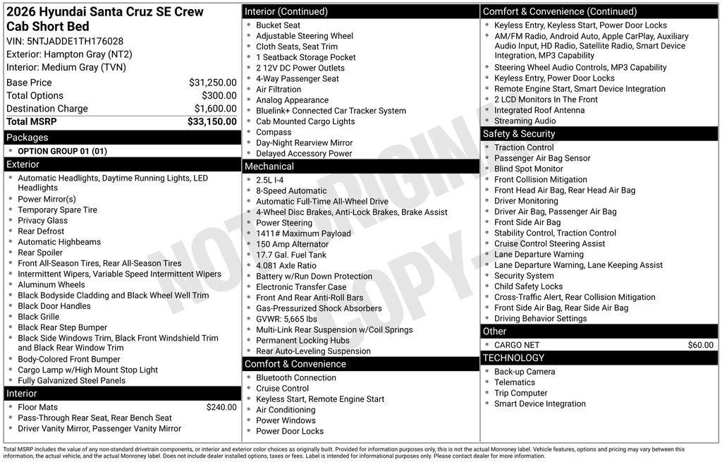 New 2026 Gray Hyundai SE image 3