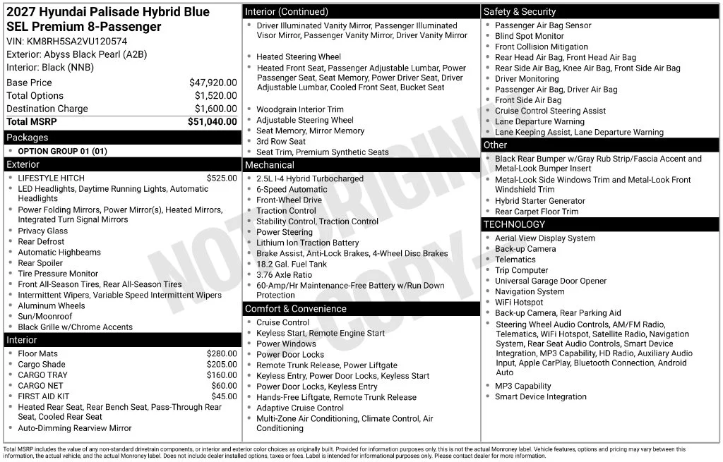 New 2027 Abyss Black Pearl Hyundai Blue SEL Premium image 6