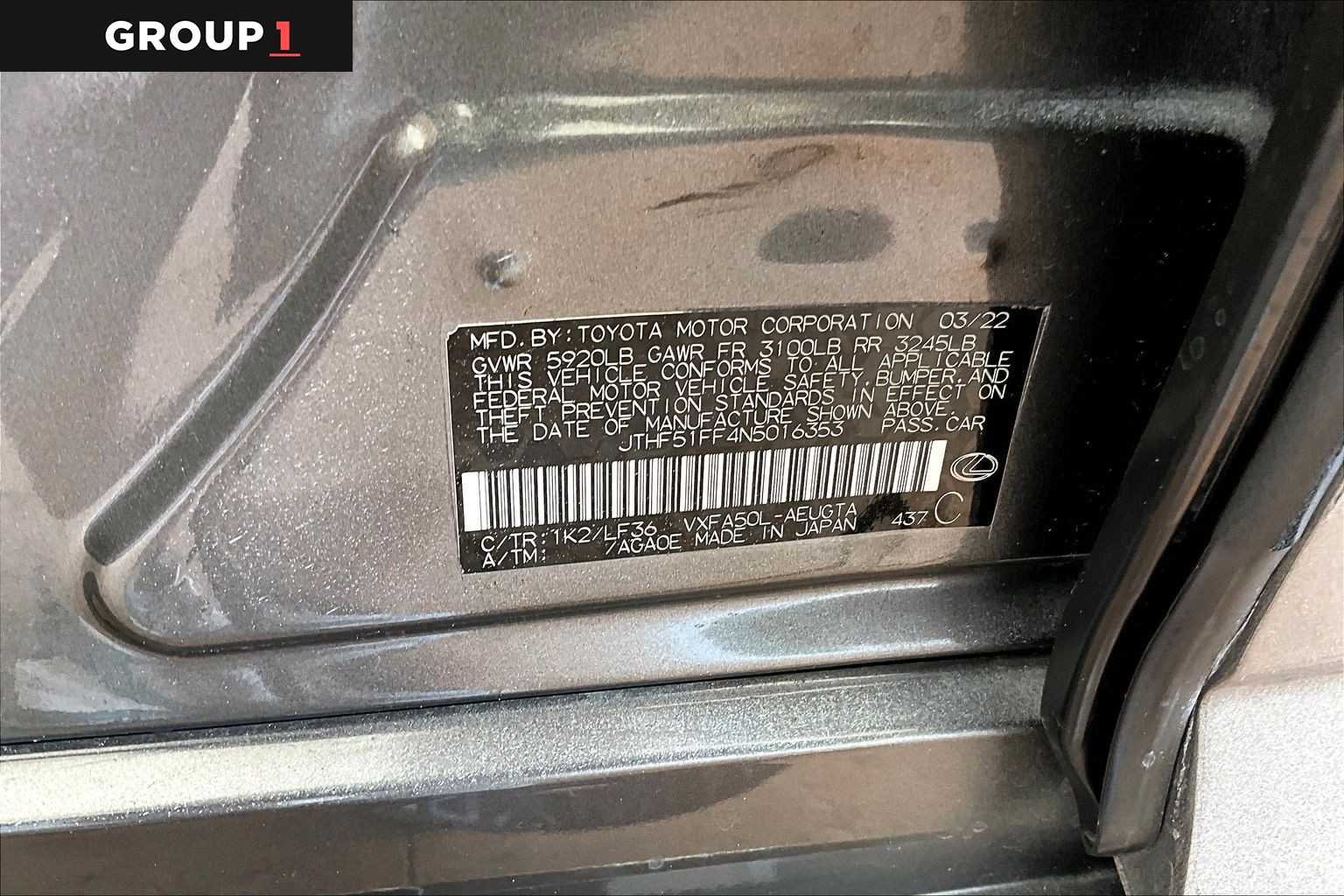 Used 2022 Manganese Luster Lexus F SPORT image 68