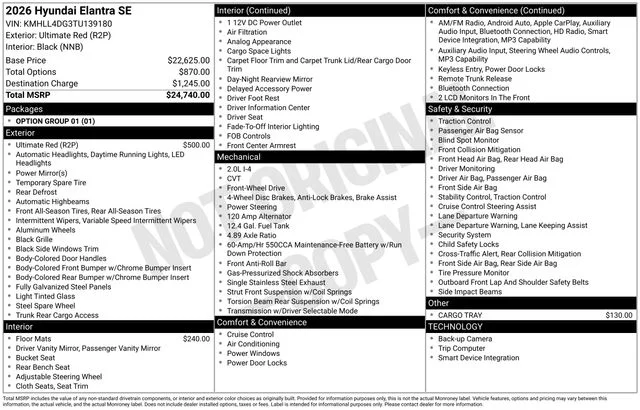 Used 2026 Red Hyundai SE image 38