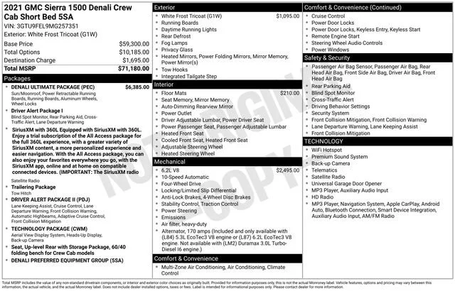 Used 2021 WHITE FROST TRICOAT GMC Denali image 13