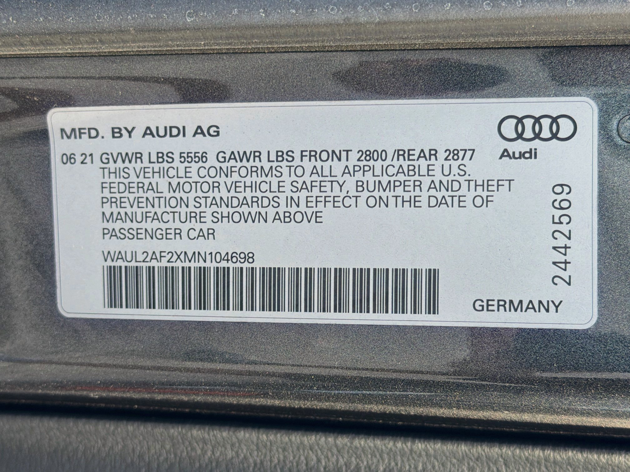 Used 2021 Daytona Gray Pearl Audi Premium Plus image 45
