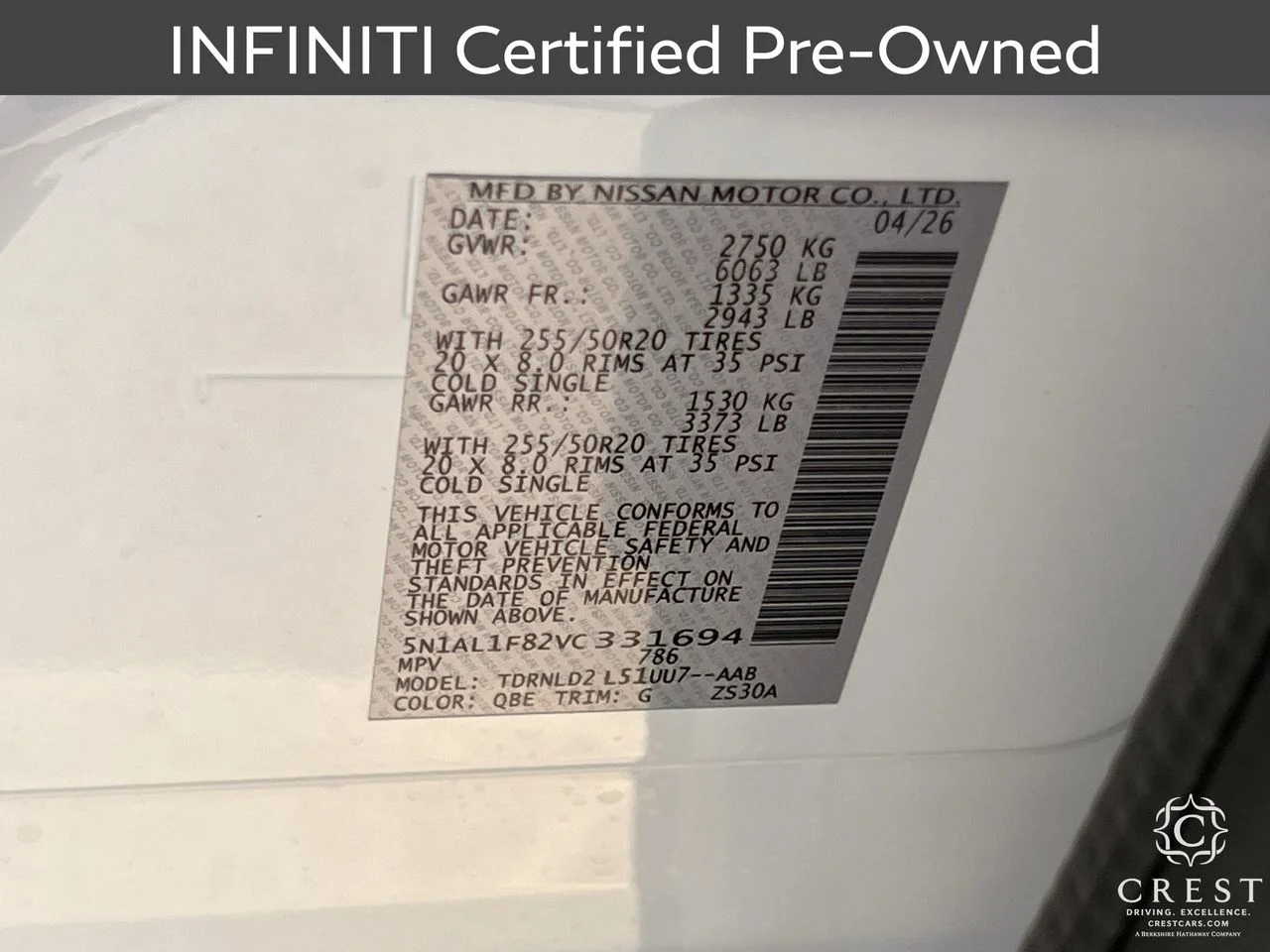 Certified Used 2027 Radiant White INFINITI LUXE image 33