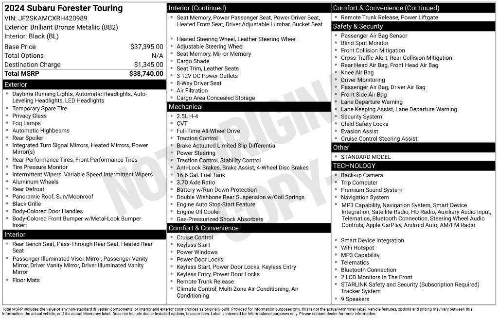 Used 2024 Brown Subaru Touring image 36