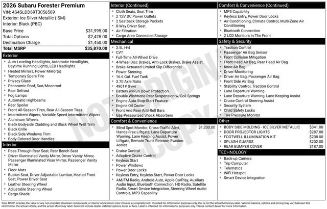New 2026 ICE SILVER METALLIC Subaru Premium image 34