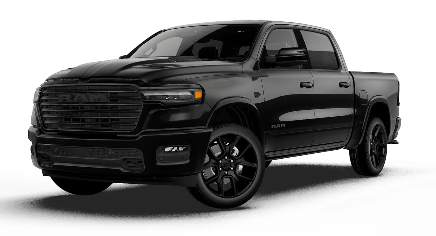 New 2027 Diamond Black Crystal Pearl-Coat Exterior Paint RAM Laramie 4x4 Crew Cab 5