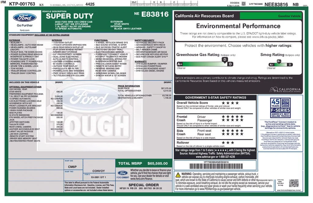 Certified Used 2022 Star White Ford Lariat image 2