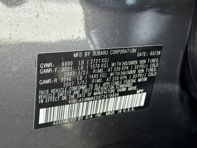 New 2026 MAGNETITE GRAY METALLIC Subaru Touring 7-Passenger image 40