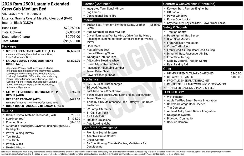 New 2026 Granite Crystal Metallic Clear-Coat Exterior Paint RAM Laramie image 3