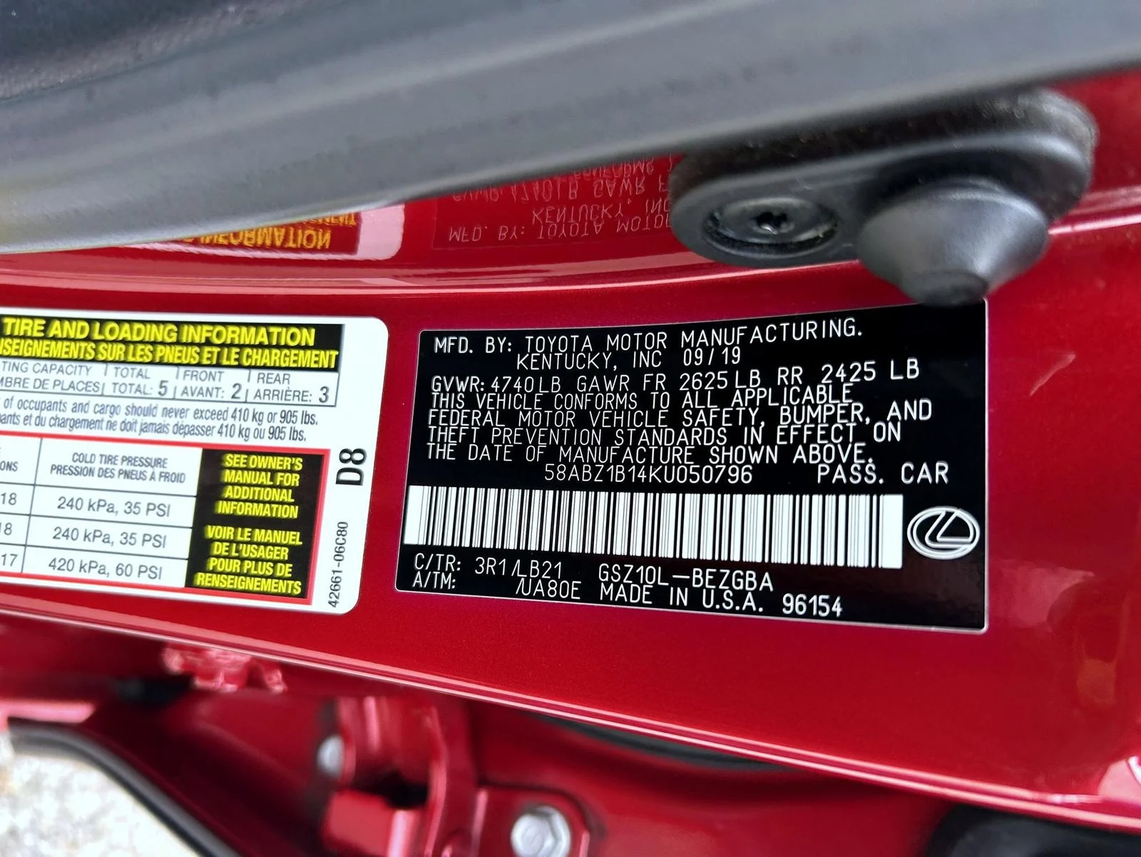 Used 2019 Red Lexus 350 Luxury image 24